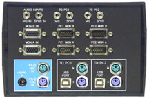 VIP-602-KMAV2, 2 Port Dual-Head USB - PS/2 Hybrid KVM Switch w/ audio